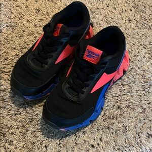 Reebok Kids Black Sneakers with Pink and Blue Accents